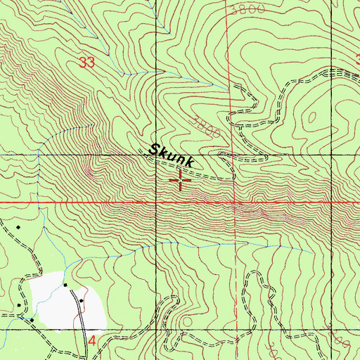 Topographic Map of Skunk Ridge, CA