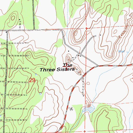 Topographic Map of The Three Sisters, CA