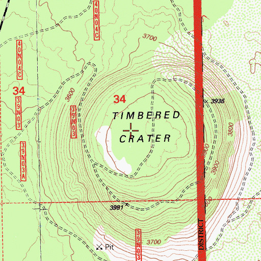 Topographic Map of Timbered Crater, CA