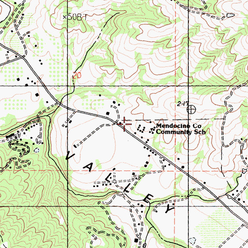 Topographic Map of Mendocino County Community School, CA