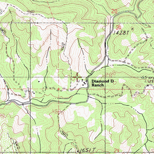 Topographic Map of Diamond D Ranch, CA