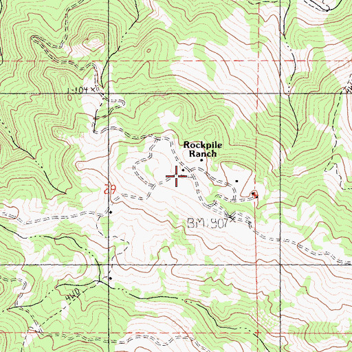 Topographic Map of Rockpile Ranch, CA