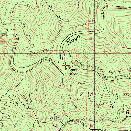 Topographic Map of Camp Noyo, CA