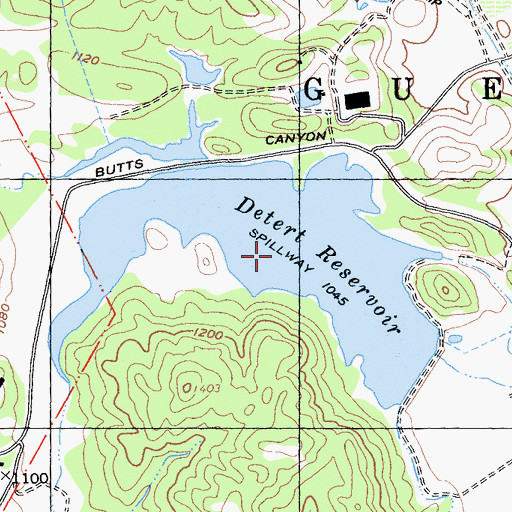 Topographic Map of Detert Reservoir, CA