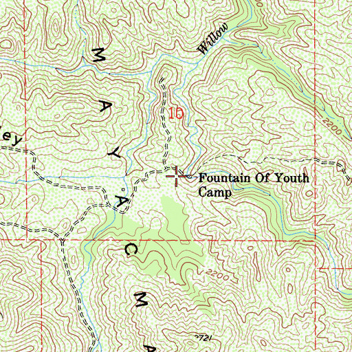 Topographic Map of Fountain of Youth Camp, CA