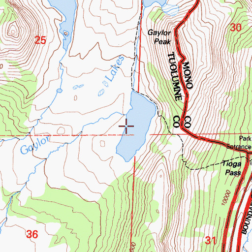 Topographic Map of Gaylor Lakes, CA
