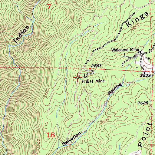Topographic Map of H and H Mine, CA
