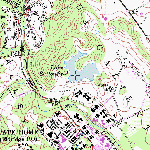 Topographic Map of Suttonfield Lake, CA