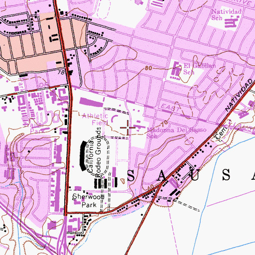 Topographic Map of Madonna Del Sasso School, CA