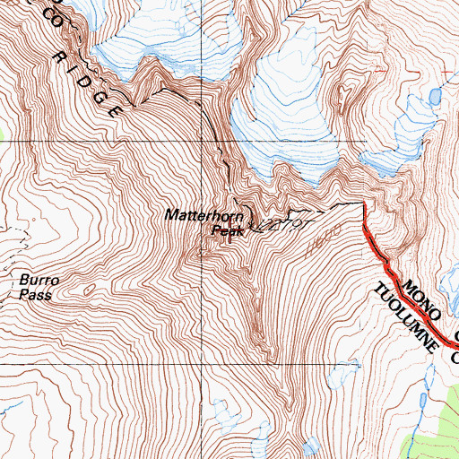 Topographic Map of Matterhorn Peak, CA