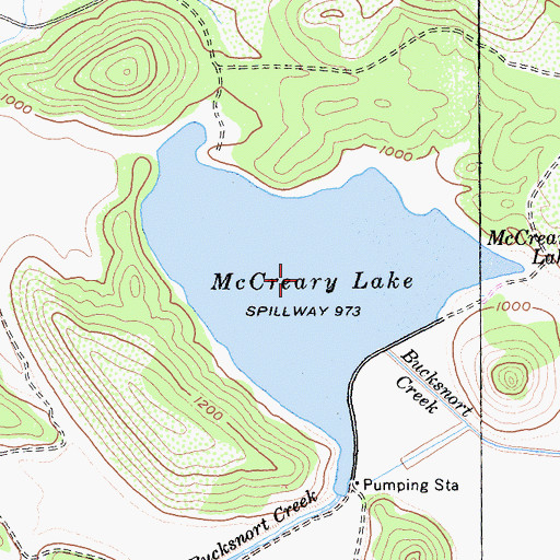 Topographic Map of McCreary Lake, CA