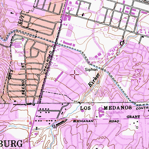 Topographic Map of Hillview Junior High School, CA