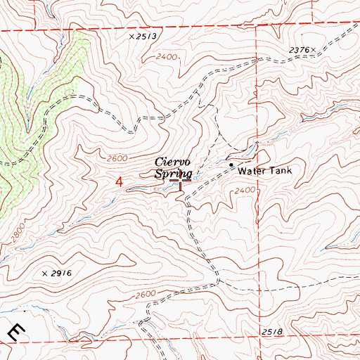 Topographic Map of Ceirno Spring, CA