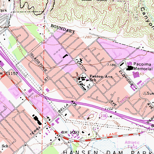 Topographic Map of Fenton Elementary School, CA