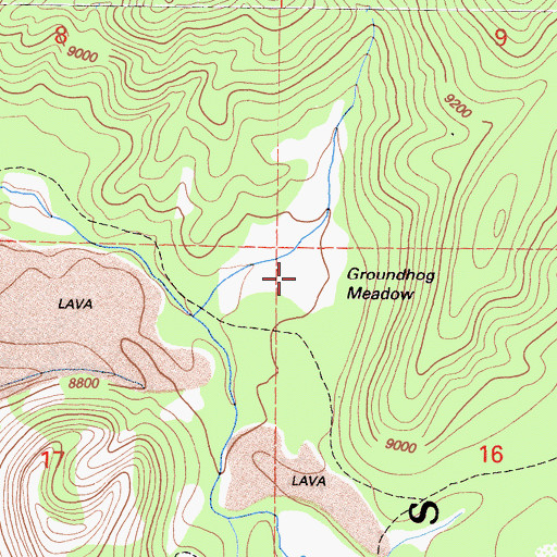 Topographic Map of Groundhog Meadows, CA
