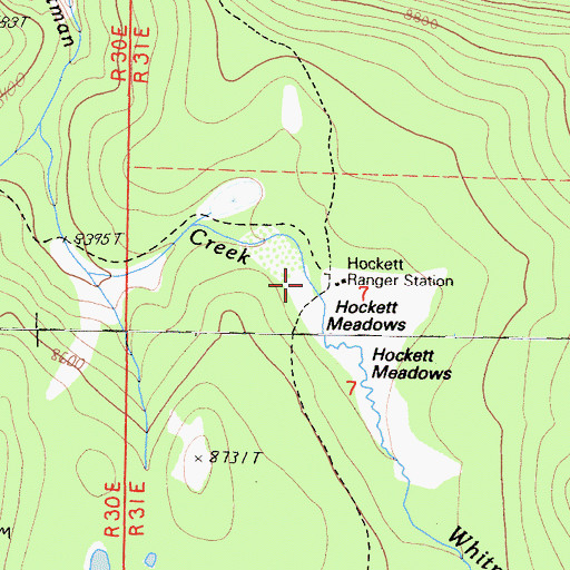 Topographic Map of Hockett Meadows, CA