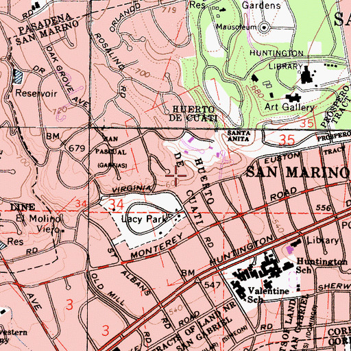 Topographic Map of Huerto de Cuati, CA