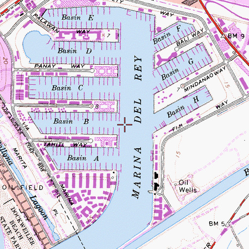 Topographic Map of Marina del Rey, CA