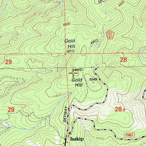 Topographic Map of Gold Hill, CA