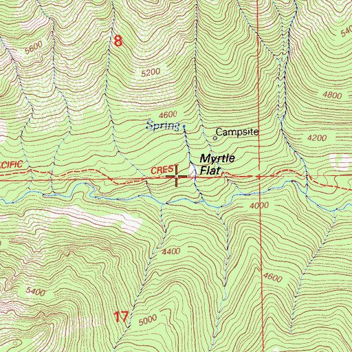 Topographic Map of Myrtle Flat, CA