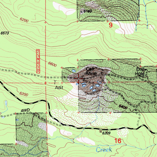 Topographic Map of Carr Mine, CA