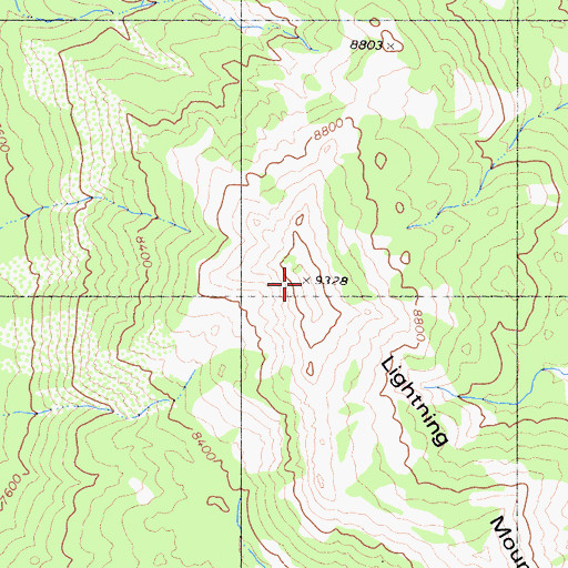 Topographic Map of Lightning Mountian, CA