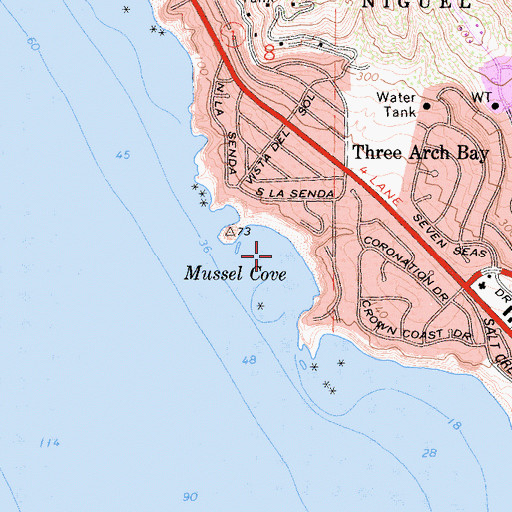 Topographic Map of Three Arch Bay, CA