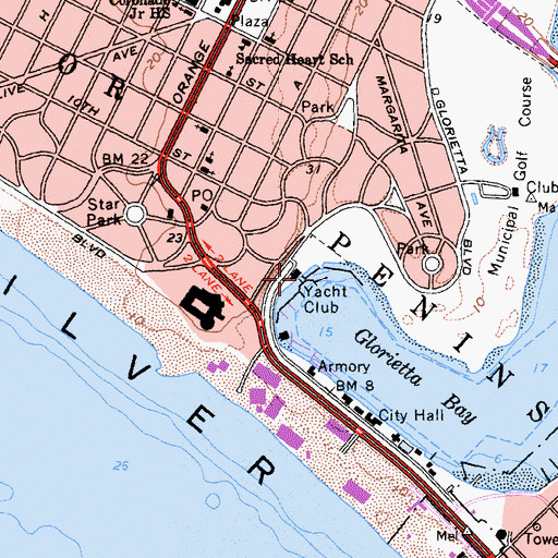 Topographic Map of Coronado Yacht Club, CA