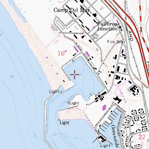 Topographic Map of Del Mar Boat Basin, CA