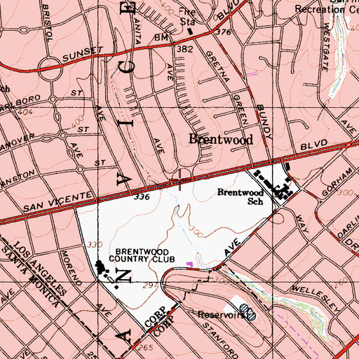 Topographic Map of Westgate, CA