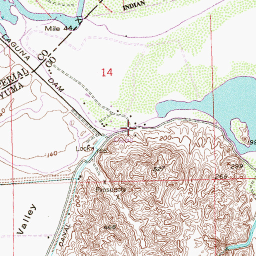 Topographic Map of Laguna, AZ