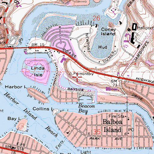 Topographic Map of Promontory Point, CA