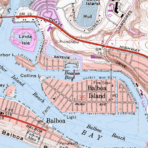 Topographic Map of Balboa Island North Channel, CA