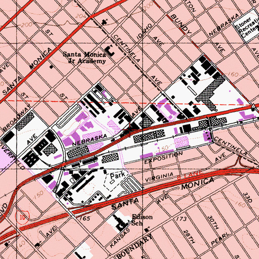 Topographic Map of Sawtelle, CA
