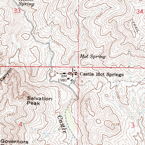 Topographic Map of Castle Hot Springs, AZ