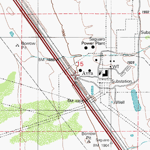 Topographic Map of Avra, AZ