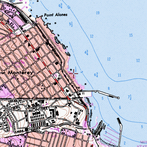 Topographic Map of Monterey Harbor, CA