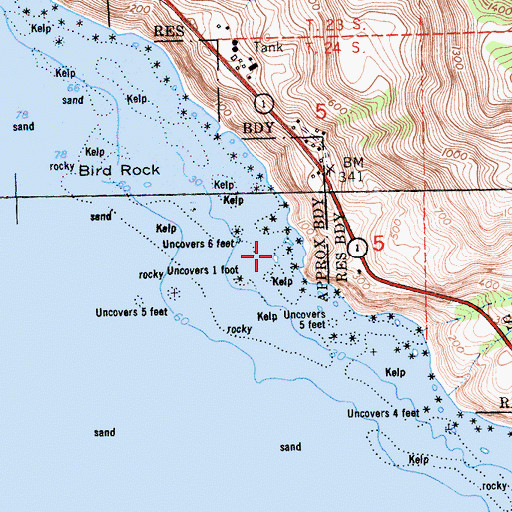 Topographic Map of Whaleboat Rock, CA