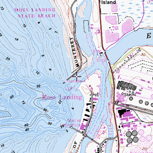 Topographic Map of Entrance Channel, CA