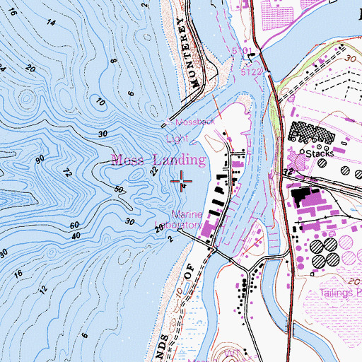 Topographic Map of Moss Landing Harbor, CA