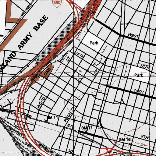 Topographic Map of West Oakland, CA