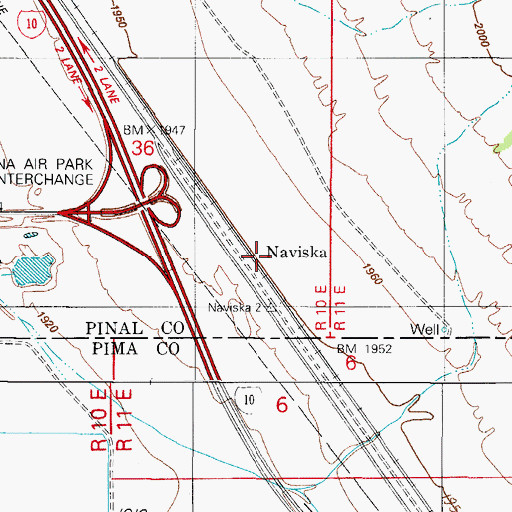 Topographic Map of Nariska, AZ