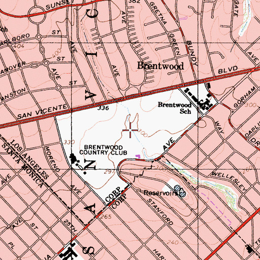 Topographic Map of Brentwood Park, CA