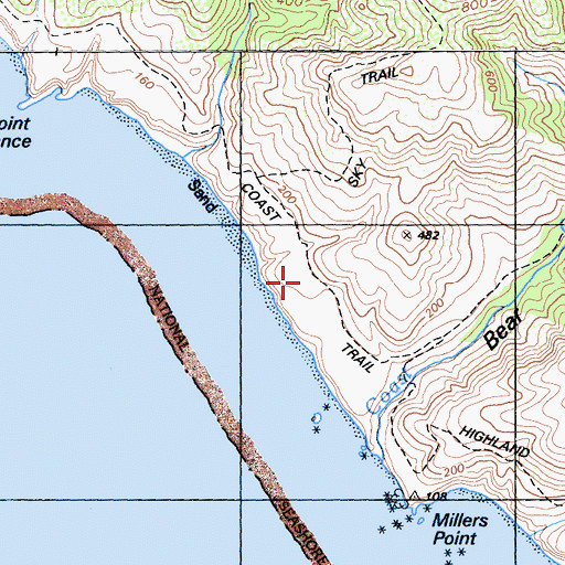 Topographic Map of Kelham Beach, CA