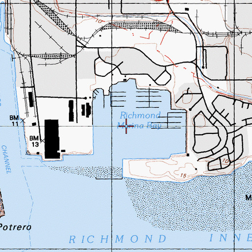 Topographic Map of Inner Harbor Basin, CA