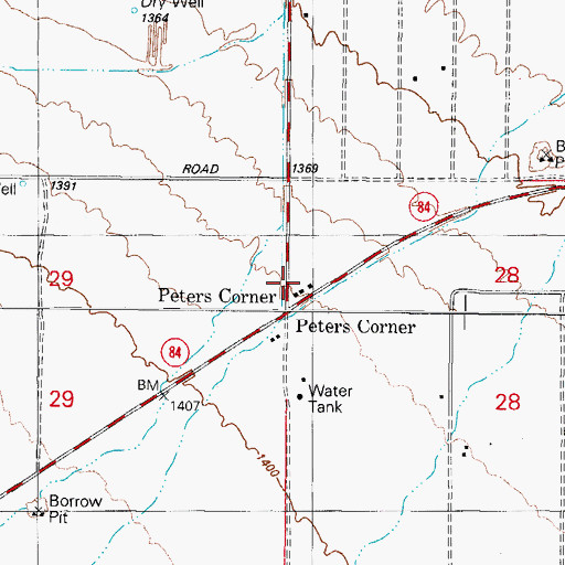 Topographic Map of Peters Corner, AZ