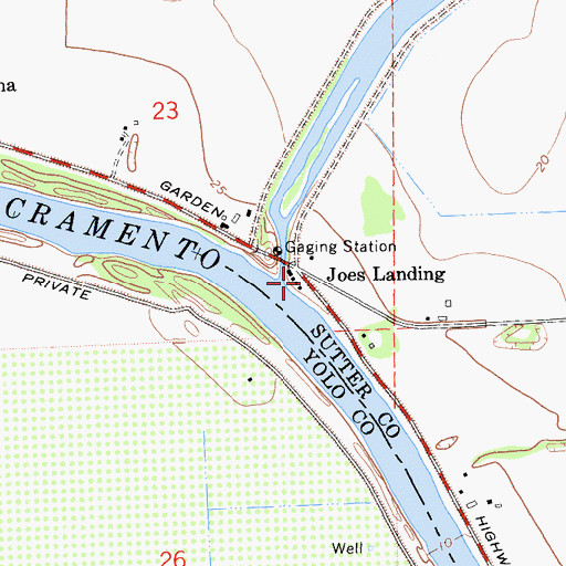 Topographic Map of Joes Landing, CA