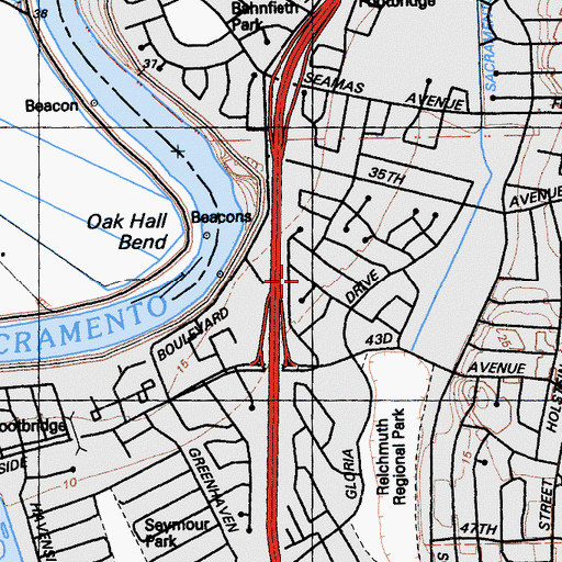 Topographic Map of Riverside, CA
