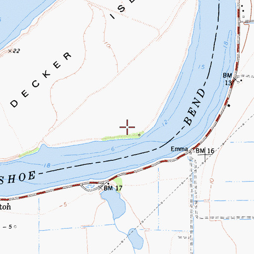 Topographic Map of Decker Landing, CA