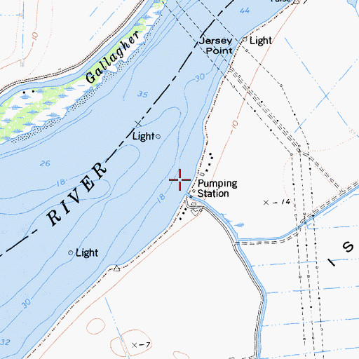 Topographic Map of Jersey Headquarters Landing, CA
